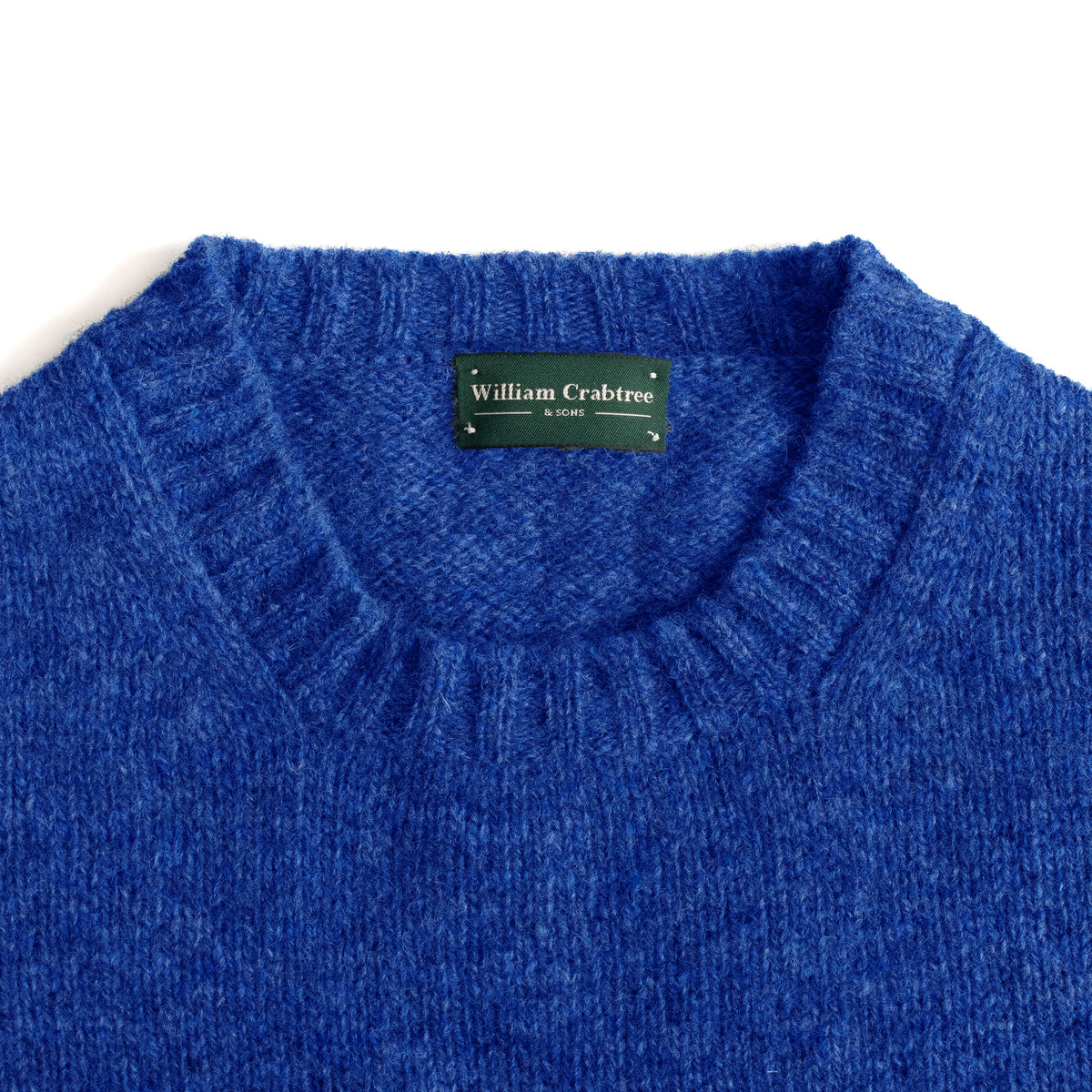 Marine Blue Shetland Lambswool Crew Neck