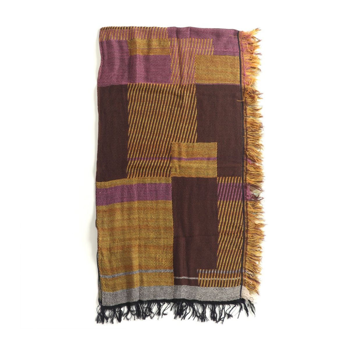 Brown Mix Tamaki Niime Jacquard Wool Mix Roots Shawl