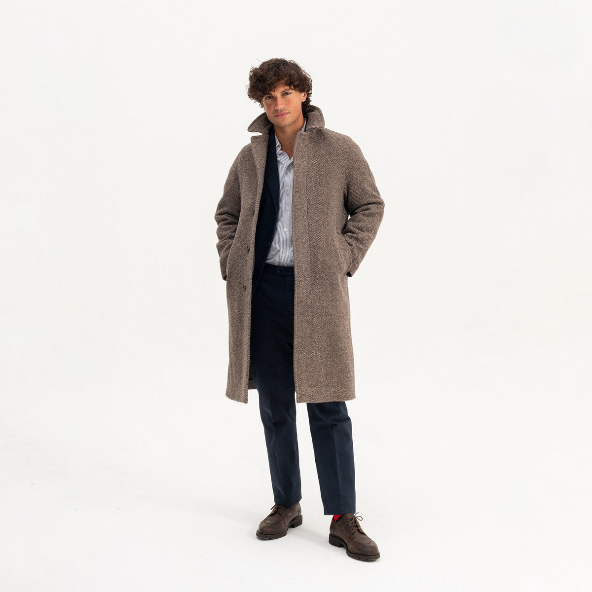 Fawn Herringbone Rossendale Raglan Coat