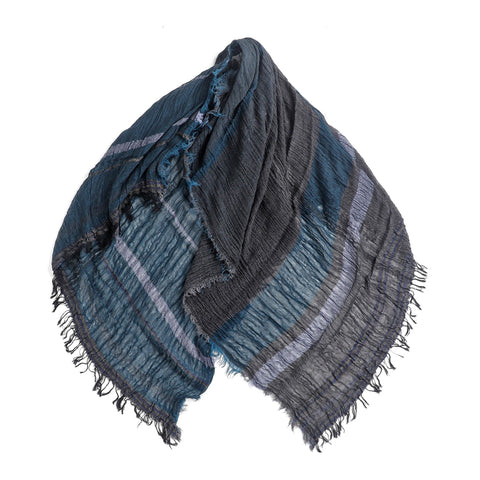 Grey Blue Tamaki Niime Big Cotton Roots Shawl