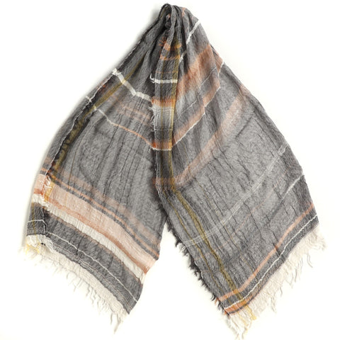 Grey and Peach Tamaki Niime Cotton Roots Shawl