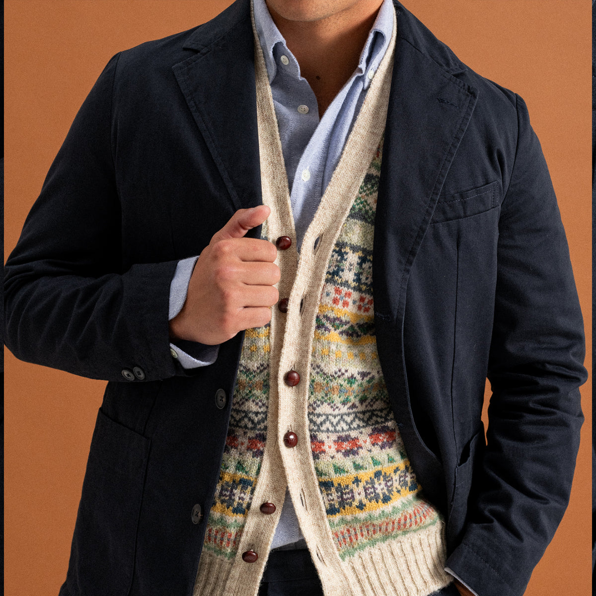 Ivory Trim Fairisle Waistcoat