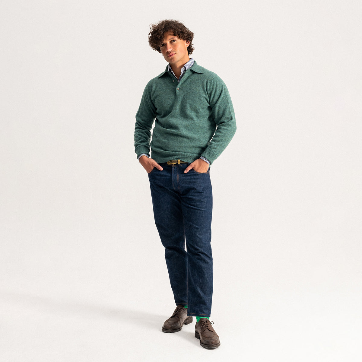 Moss Green 2 Ply Lambswool Sportshirt