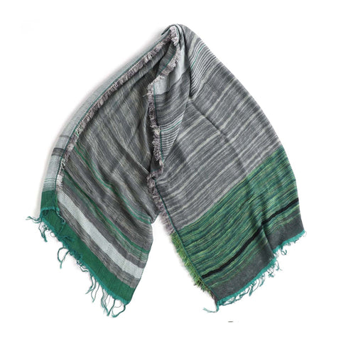 Silver Green Mix Tamaki Niime Jacquard Wool Mix Roots Shawl