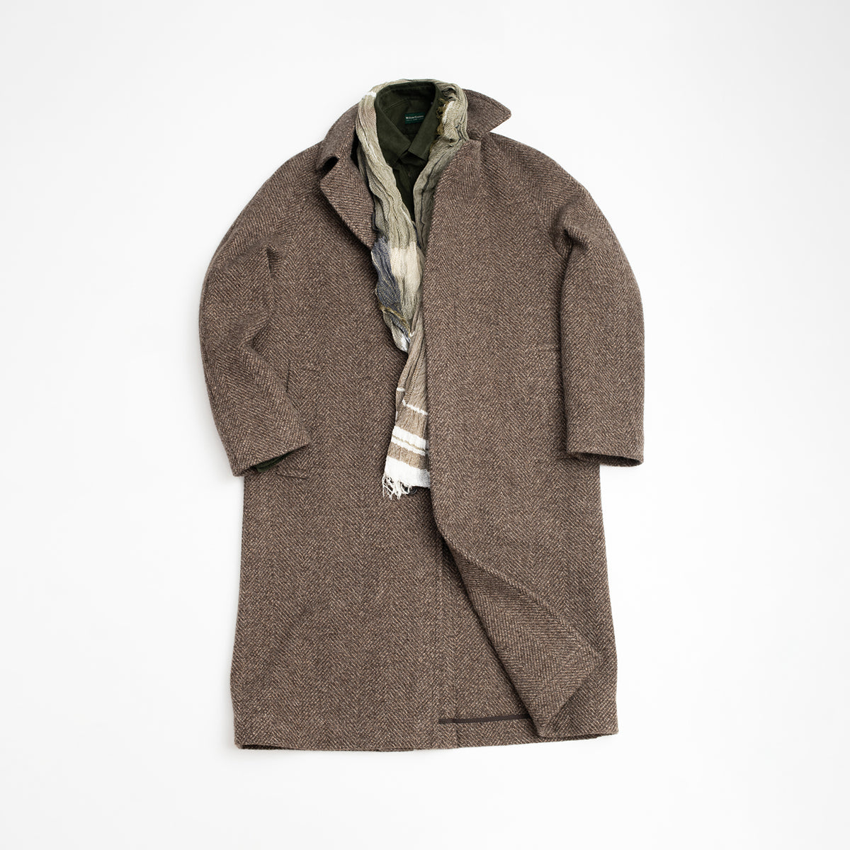 Fawn Herringbone Rossendale Raglan Coat