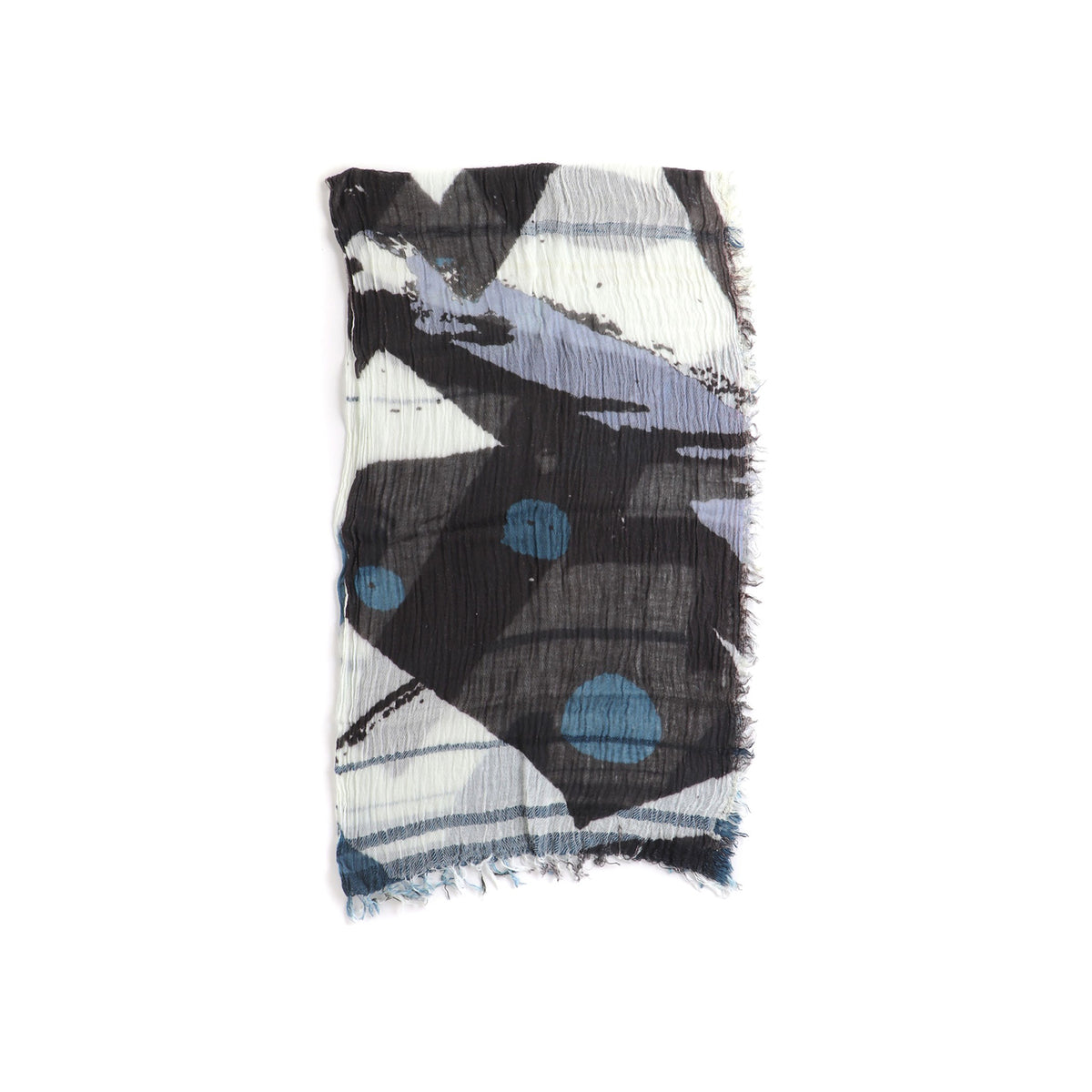 Black White and Blue Print Tamaki Niime Cotton Roots Shawl