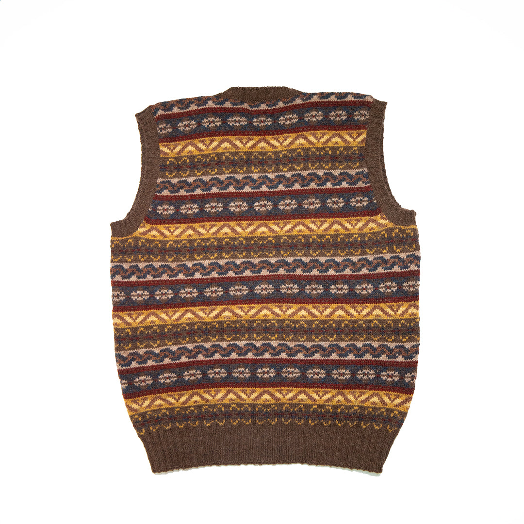 Chocolate Trim Fairisle Slipover V-Neck