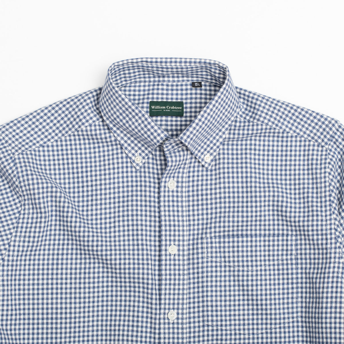 Blue Gingham Brushed Oxford Button Down Shirt