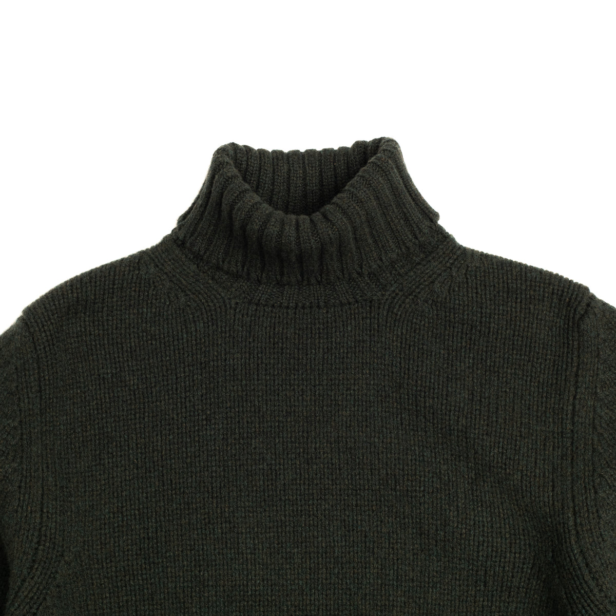 Conifer Green Wool Cashmere Roll Neck