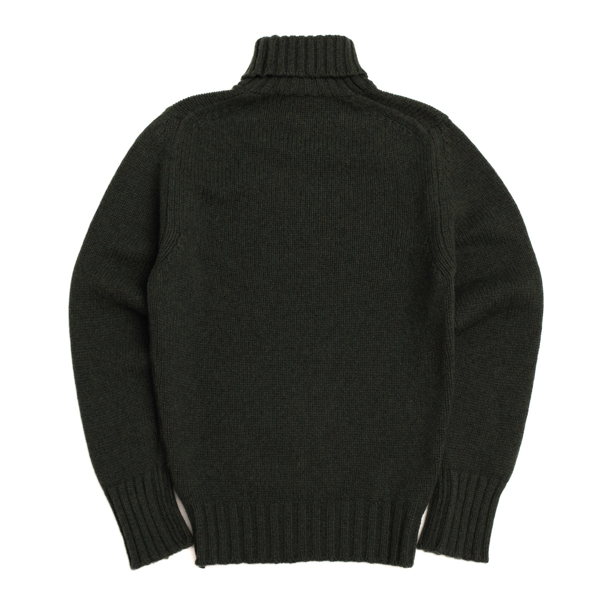 Conifer Green Wool Cashmere Roll Neck