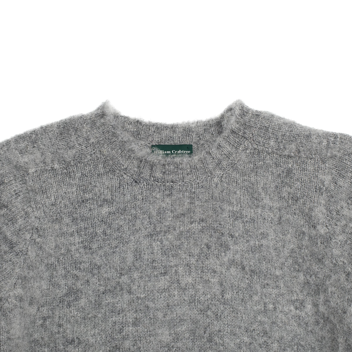 Grey Saddle Shoulder Brushed Shetland Crew Neck