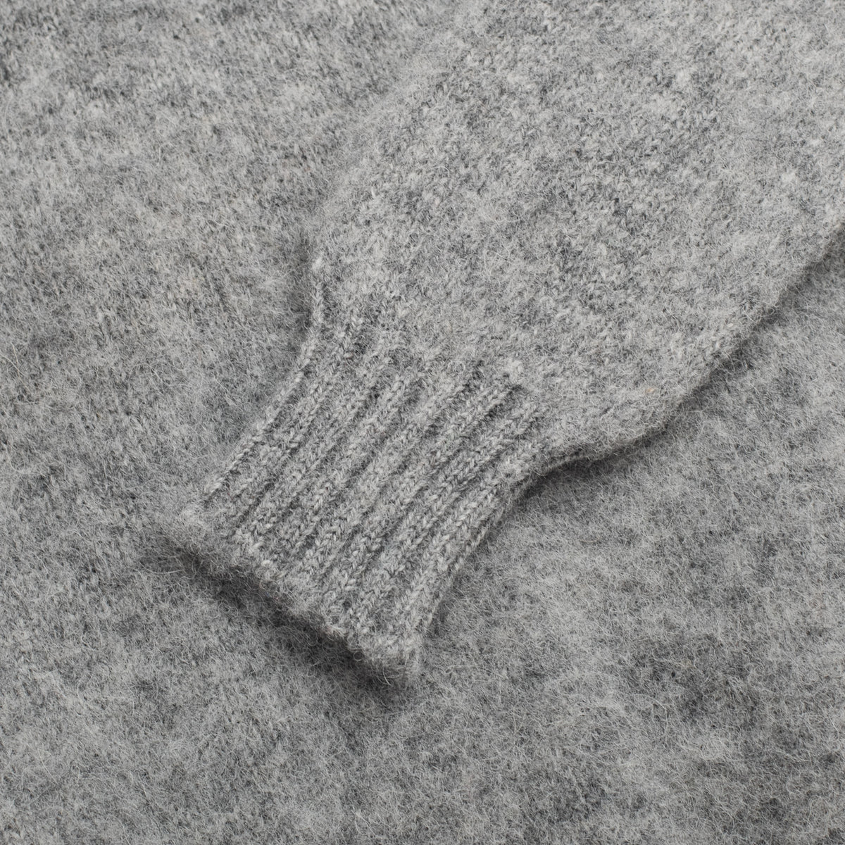 Grey Saddle Shoulder Brushed Shetland Crew Neck