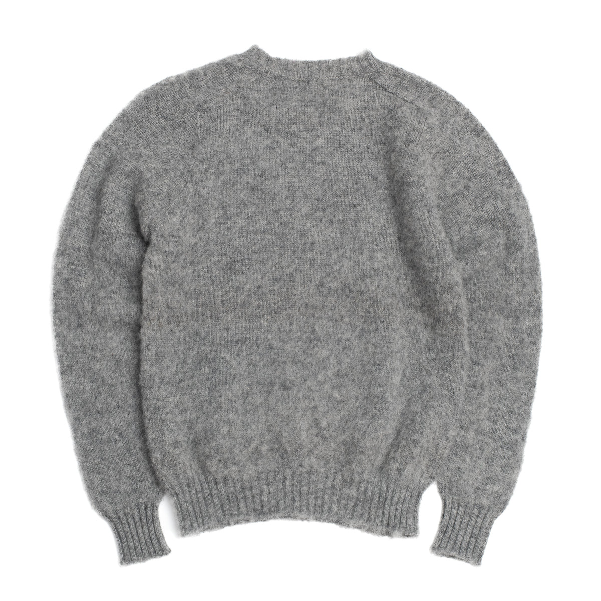 Grey Saddle Shoulder Brushed Shetland Crew Neck