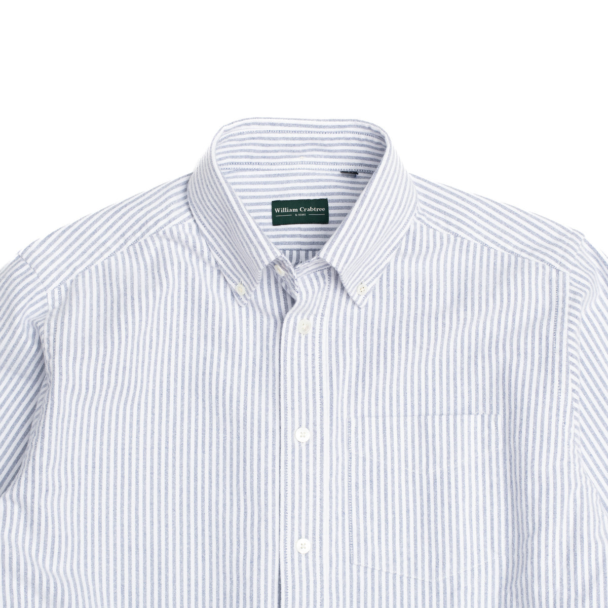 Navy Ticking Stripe Brushed Oxford Button Down Shirt