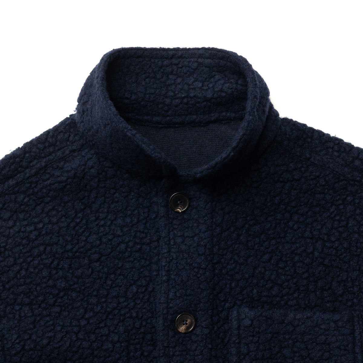 Navy Wool Boucle Fleece Chore Jacket