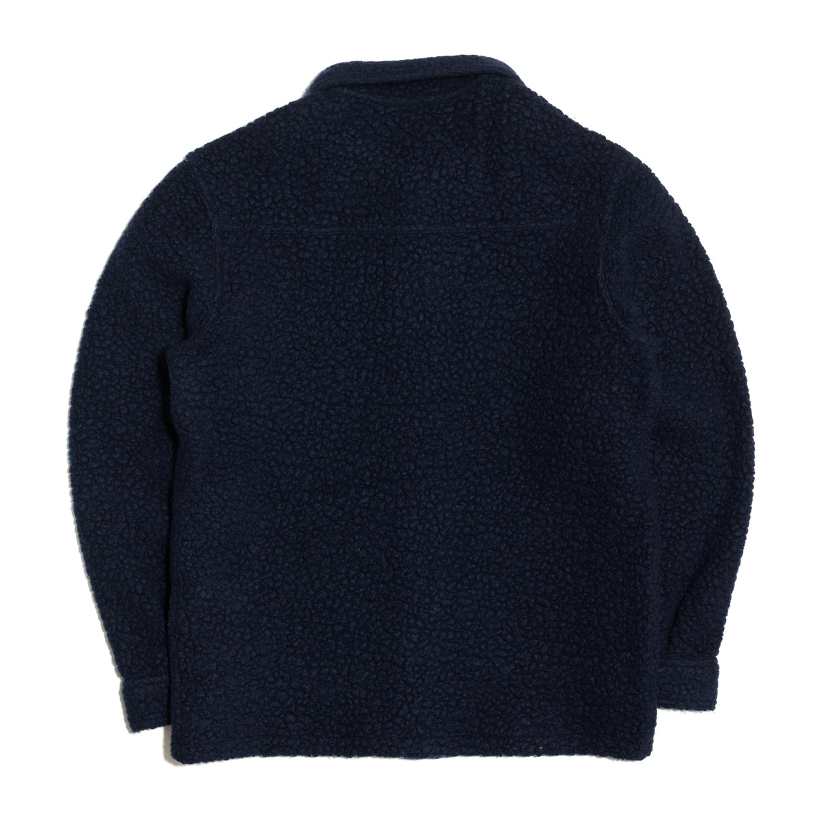 Navy Wool Boucle Fleece Chore Jacket