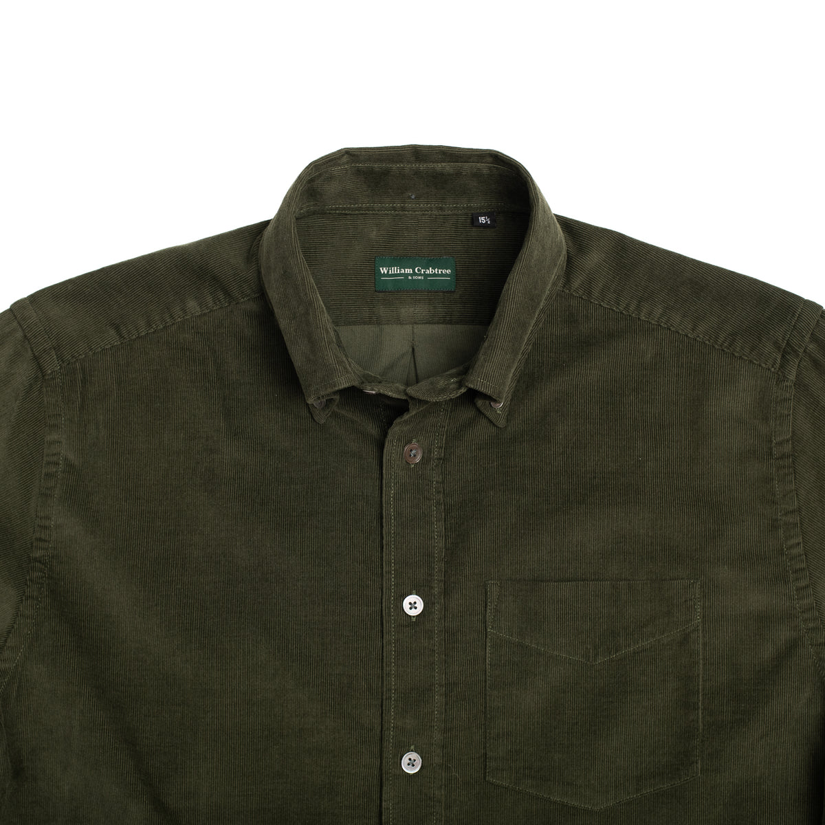 Olive Needlecord Button Down Collar Shirt