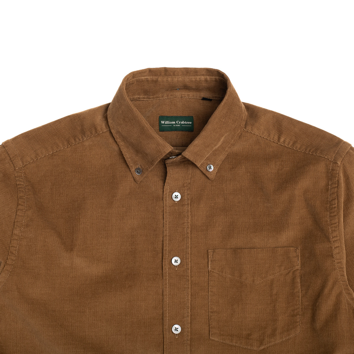 Tan Needlecord Button Down Collar Shirt