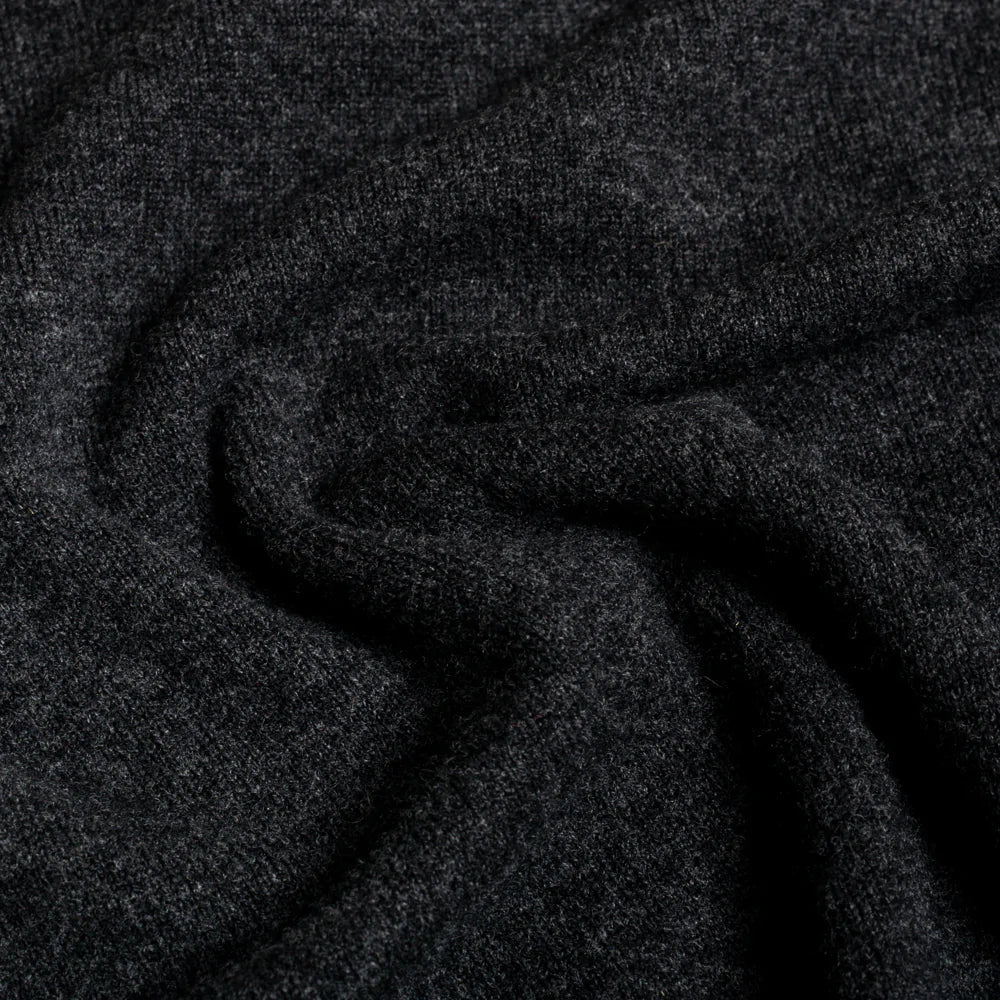 Charcoal 2 Ply Lambswool V-Neck – William Crabtree & Sons