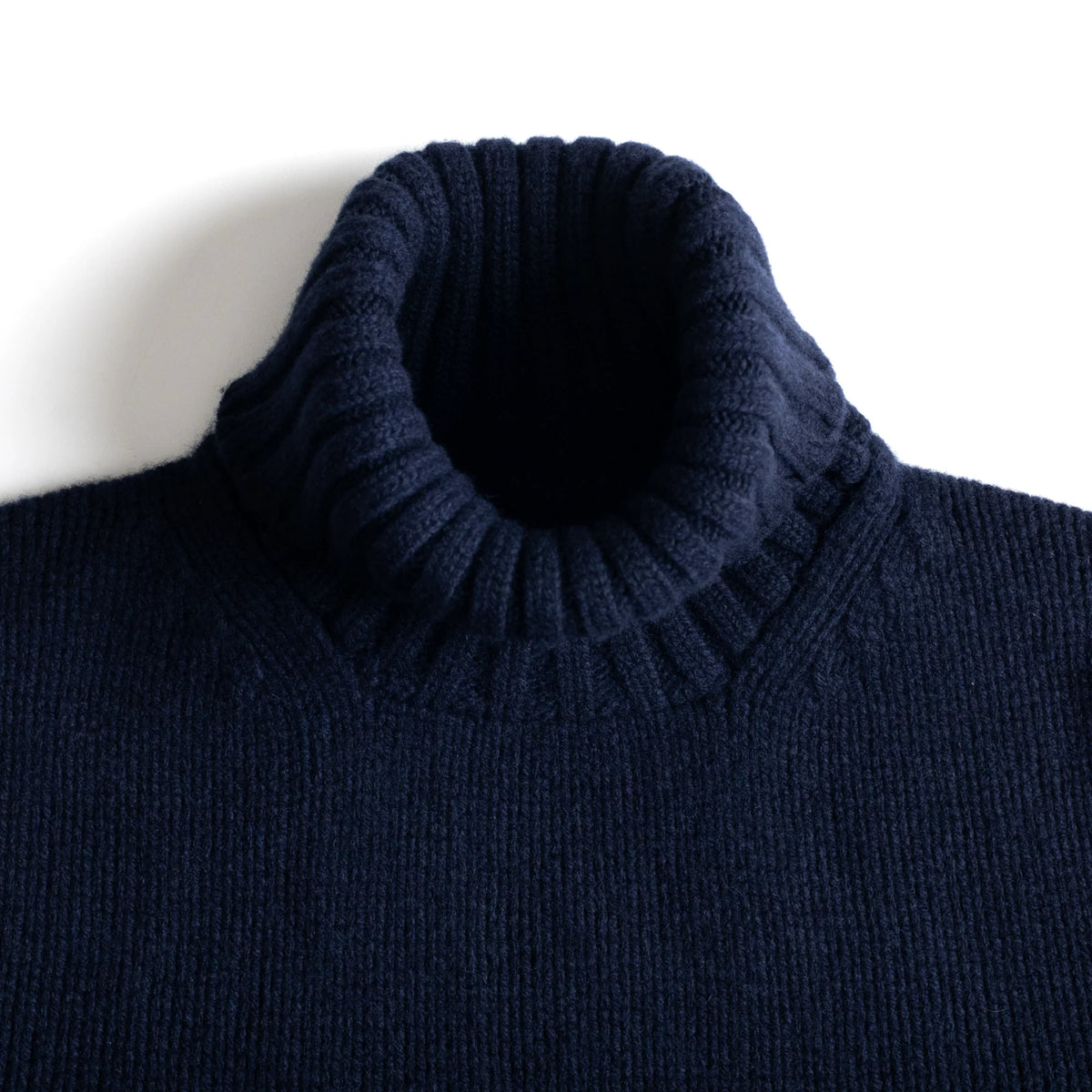 Navy Wool Cashmere Roll Neck
